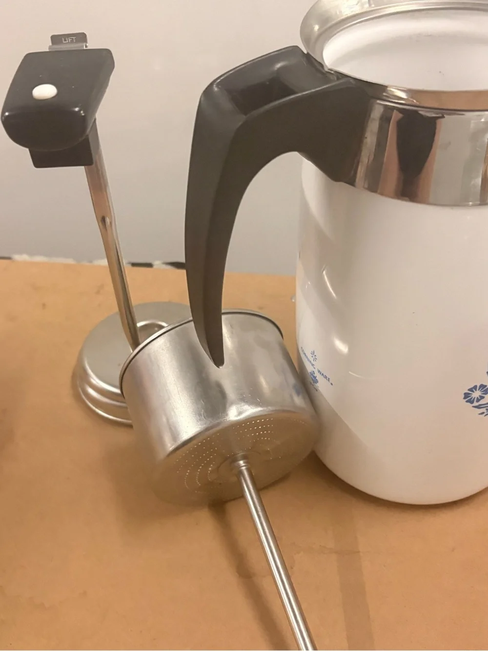VINTAGE CORNING WARE BLUE CORNFLOWER 10 Cup stovetop Porcelain Pot percolator